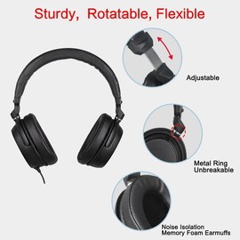 Simolio Long Cord Headphones for TV and PC with Volume Control and Mic 21.6FT/6.6M E