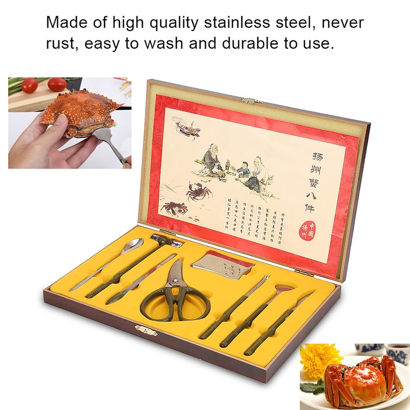 8PCS Lobster Crab Cracker Tools Stainless Steel Seafood Claw Tool