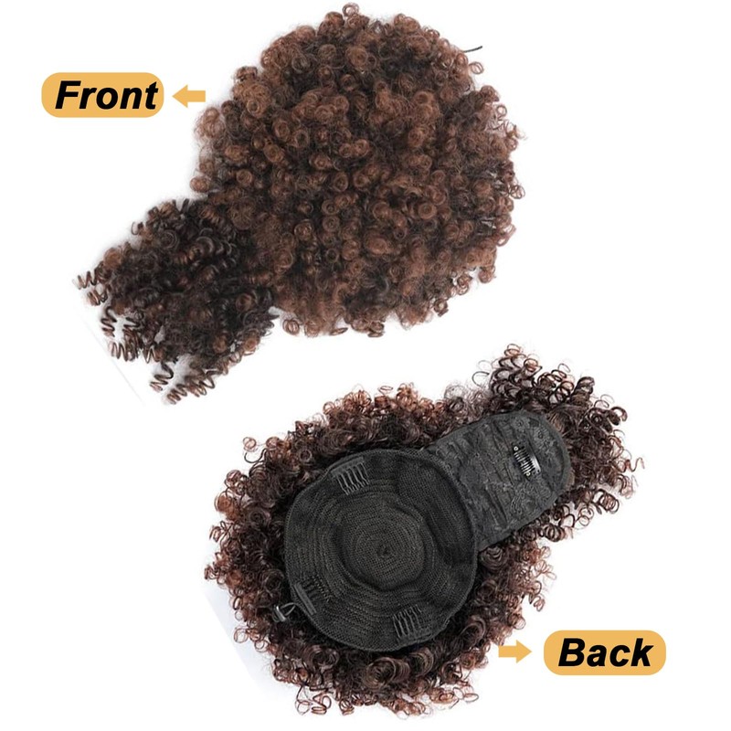 GOTEFERBE Drawstring Ponytail for Black Women, Afro Puff Kinky Curly