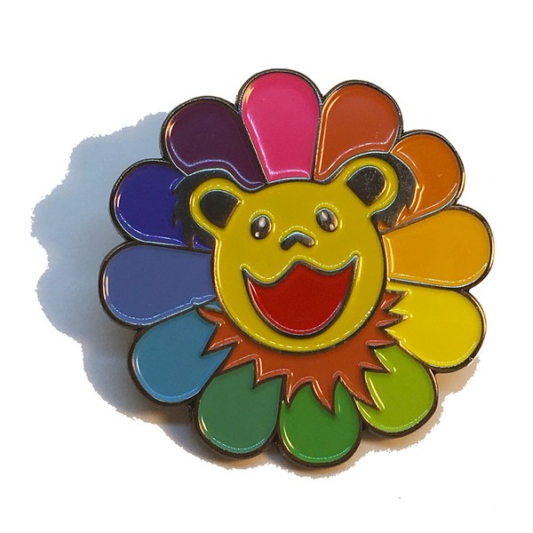 PIN GD Jerry Garcia Bear Flower Color Wheel High Funny