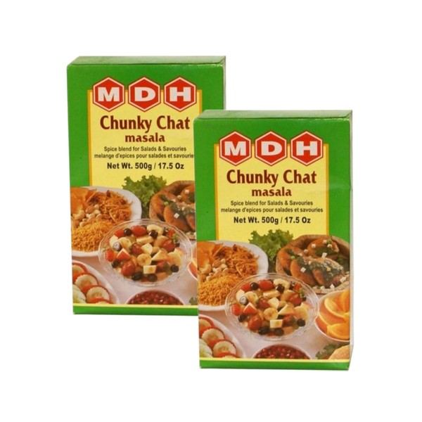MDH Various Seasoning Masala Powder - A Mixture of Spices Adds Taste - Aromatic & Enhances the flavor of the meal -Simplifies & Speeds Up The Cooking Process (Chunky Chat Masala (500g), Pack of 2)