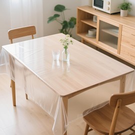 Transparent Table Film, 0.18 mm Thick, Transparent Tablecloth, Outdoor, Weatherproof, 140 cm Wide, Greaseproof, Washable PVC Table Protector, Transparent Tablecloth, Rectangular (180 x 140 cm)