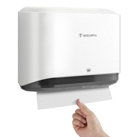 modunful modunful Paper Towel Dispenser Wall Mounted, Multifold Hand Towel Dispenser, C-Fold Paper Towel Holder for Bathroom No Hole Installation, White ABS Cover
