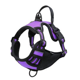 No Pull Dog Harness, Adjustable, Breathable, Reflective, Soft Padded Dog Harness, Chest Harness for Dogs (Purple, XL)