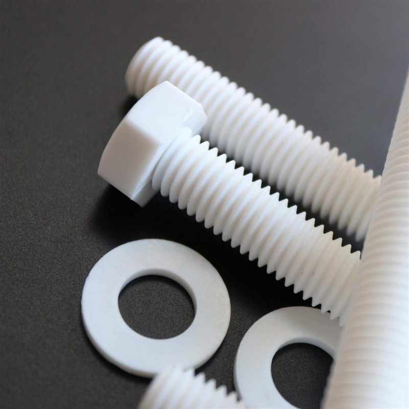 10x White Hex Head Screws Polypropylene (PP) Plastic Nuts and