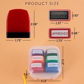 Self Inking Stamp Set 6 Pack - Red & Blue Ink for Business Documents | Pre-Inked Office Stamps (Scanned, Approved, Faxed, Copy) | Durable Rubber Stamps for Paperwork & Emails & Records | by 6uGooes