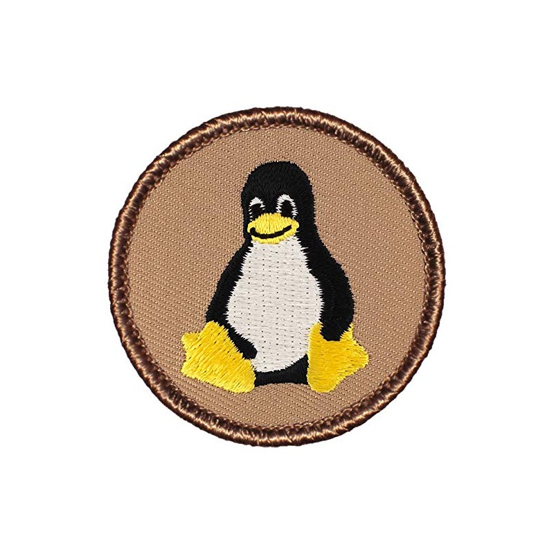 Cartoon Penguin Patrol Patch - 2" Diameter Round Embroidered Patch