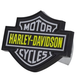 Plasticolor 002216R11 Harley-Davidson Wild Lime Bar & Shield Metal Hitch Plug Cover, 2 inch Receivers, Black, 2216P