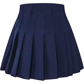 SHOOYING - Falda plisada para niñas y mujeres, minifaldas, uniforme escolar, talla 2 años, talla 2XL de EE. UU, marino, 6-7 Años