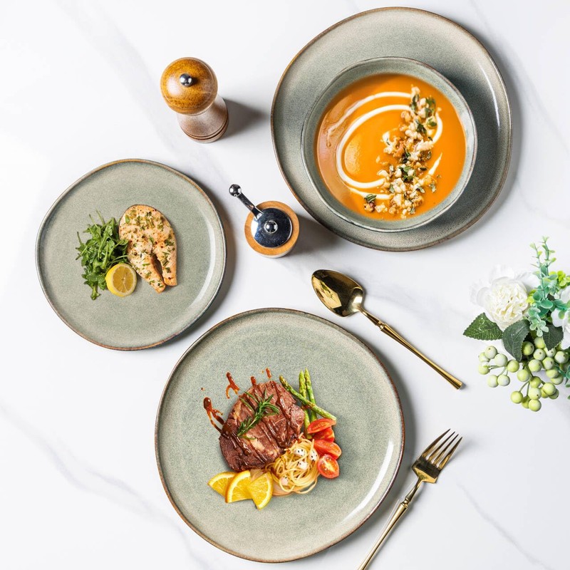 AmorArc Ceramic Dinner Plates Set of 6,10.5 Inch Handmade Reactive