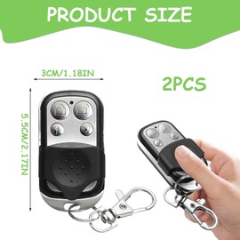 2 Pcs Universal Automatic Gate Remote Control, 433MHz Copy Remote Opener Garage Door Remote Control Fob, Wireless Garage Door Opener Cloning Key Fob with 4 Buttons for Car Garage Door Gate (Set C)