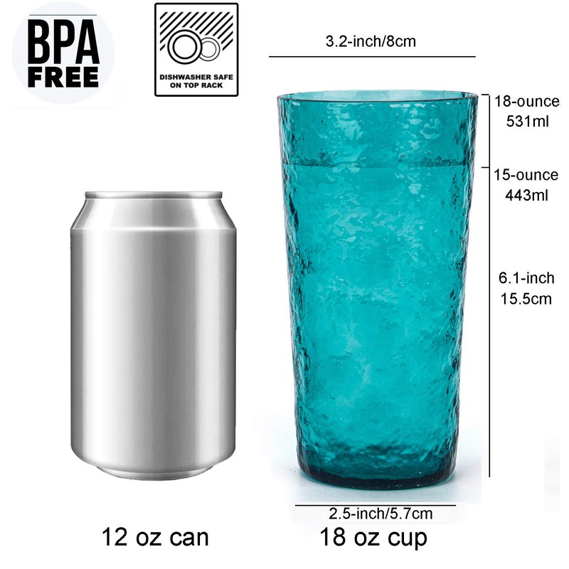 KX-WARE Vasos de plástico acrílico Highball de 18 onzas, juego