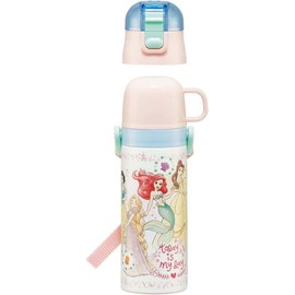 Skater SKDC4-A Children's Stainless Steel Water Bottle, 2-Way Direct Drinking, 16.5 fl oz (470 ml), Cup Drinking, 15.2 fl oz (430 ml), Princess 23, Children's Friendly, Lightweight, Girls, Hot and