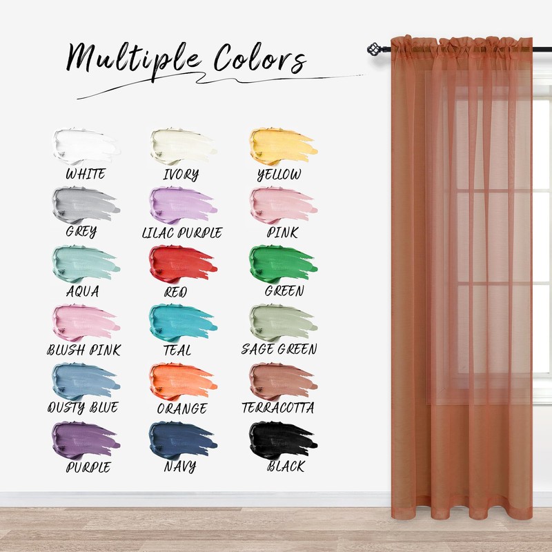 Terracotta Curtains 84 Inch Length for Living Room 2 Panel