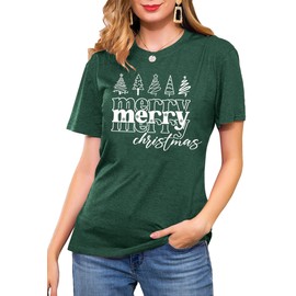 Christmas Shirt Women: Merry Christmas Tshirt Funny Merry Christmas Tree Tee Xmas Vacation Shirt Holiday Tops