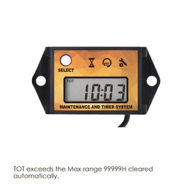 Jayron Digital Maintenance Reminder Tachometer Hour Meter Resettable Partial Timer Waterproof for Small Gasoline Engine Generator Lawn Mower Snowmower Chainsaw Tractor Marine Outboard ATV