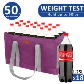 MHOMER Reusable Grocery Bags Extra Waterproof Large Tote Bag with Carrying Handles Reinforced Bottom Durable Oxford Fabric Foldable Shopping Bags for Storage Space Saving Red