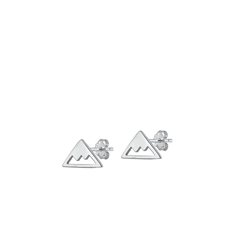 Sterling Silver Mountains Stud Earrings Zodiac Element Earth Stud 925