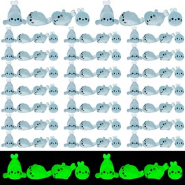 Ferizzia Pack of 100 Mini Luminous Seal Resin, Mini Animal Figures Made of Resin, Luminous Resin Miniatures Animals, Cute Animals, for Aquarium, DIY, Landscape, Garden, Dollhouse