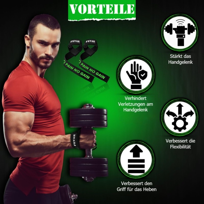 FEVAN Gym Straps, Weightlifting, Powerlifting, Gym, Dead Weight - Lifting