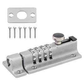 MEINUOKA Slide Bolt Latch for Gate, 4.8" Combination Sliding Lock for Door Security with 4-Digit, Bolt Lock for Gates, Sheds, Fences, Yards, Cabinets, Indoor/Outdoor Use, Silver