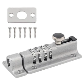 MEINUOKA Slide Bolt Latch for Gate, 4.8" Combination Sliding Lock for Door Security with 4-Digit, Bolt Lock for Gates, Sheds, Fences, Yards, Cabinets, Indoor/Outdoor Use, Silver