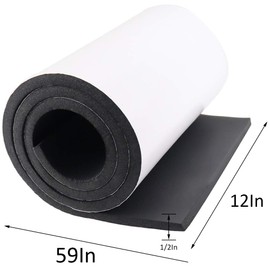 Neoprene Sponge Foam Rubber Roll Adhesive,Easy Cut DIY Foam Sheet, Perfect Cosplay Padding- Multi-Function Soundproof Rubber Foam Sheet (12 in x 59 in x 1/2 Inch, Black)