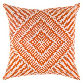 TreeWool Kaleidoscope Accent Set of 2 Cotton Cushion Covers (60 x 60 cm, Orange & White)