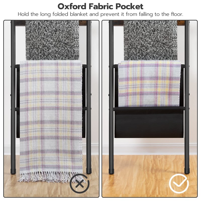 HOOBRO Blanket Ladder, 5 Tier Towel Rack, 17.3" L x
