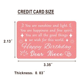 TGCNQ Niece Birthday Card Niece Birthday Gifts - Happy Birthday Dear Niece, Niece Birthday Engraved Wallet Card Insert