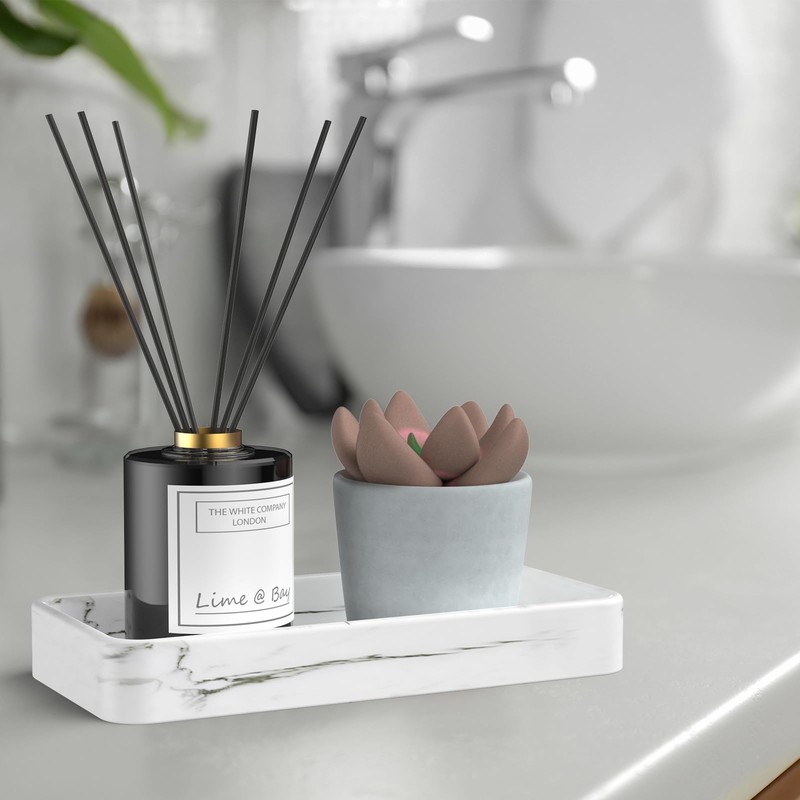 Gurygo 8" Ceramic Bathroom Vanity Tray for Kitchen Counter -