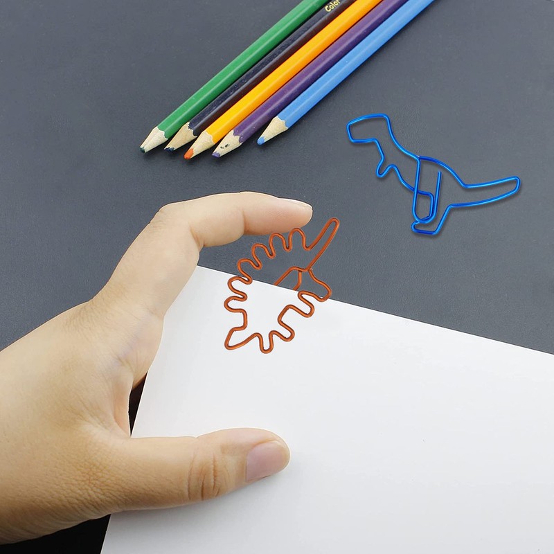 100Pcs Paper Clips Unique Dinosaur Shape Lightweight Portable Electroplating Process