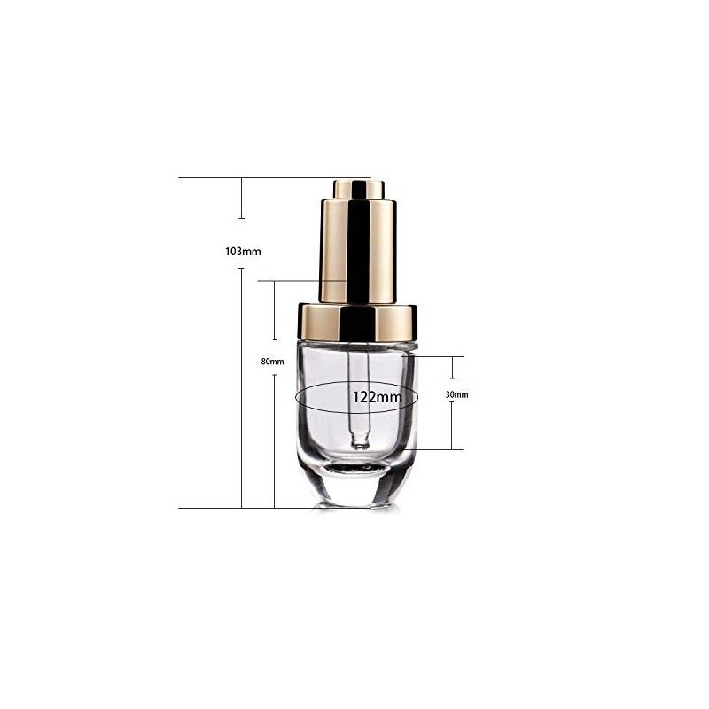 3Pcs 30ml/1oz Clear Thick Glass Press Dropper Bottles Essence Liquid