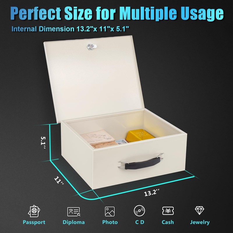 xydled Fire Resistant Safe Fire Safe Box with Key Lock