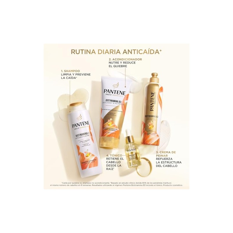 Pantene Shampoo, Anticaída+ para Cabello Débil con Caída+ Pantene Biotinamina