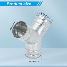 PATIKIL 5 Inch 3 Way Duct Connector, Galvanized Steel 45 Degree Y-Shape Ducting Splitter Air Vent Duct Hose Exhaust Pipe Adapter Dust Collection Fitting for HVAC Dryer Systems