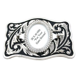 Antiqued Silver Color 40x30 40mm x 30mm Cab Belt Buckle Mounting CF578/122923