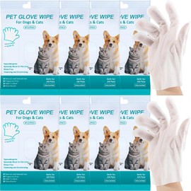 Floving Pet Grooming Glove Wipes for Dogs and Cats 18pcs,Cleaning Glove for Dog and Cat,Pets Cleaning Wipes for Fur,Face,Ears and Paws,No Rinse Cleaning,Disposable Cleaning Massage Gloves (3pack)
