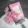 3D Flower Press on Nails Short Almonds Fake Nails with