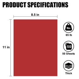 Cardstock 8.5 x 11, 50Pcs 65lb/180gsm Thick Cardstock Printer Paper for Art Crafts Stationery Printing Business Cards Office Printing (Red, 50pcs)