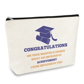 Master's Degree Graduation Gifts Makeup Bag Graduation Gifts for Her Friends Sister Daughter Niece Cosmetic Bag Class of 2025 Masters Degree Graduates Gift Zipper Travel Toiletry Bags Make Up Pouch