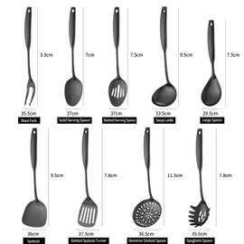 Lazycorner Kitchen Utensil Set 9-Piece Stainless Steel 304 Polished Mirror Finish Cooking Spoons, Slotted Spoon, Turner, Spatula, Pasta Spoon– Dishwasher Safe, Rust-Resistant