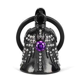 MidSmile Birthstone Guardian Angel Motorcycle Bells: Cross Angel Wings Biker Bell Motorcycle Keyring Guardian Bell, Motorcycle Accessories Gremlin Bell Gifts for Men and Women, 02.February, S