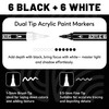 Pagather Black White Acrylic Paint Markers, 12 Dual Tip Fine