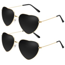 2pcs Sunglasses Womens Black Heart Sunglasses Heart Shaped Sunglasses Heart Glasses Festival Sunglasses for Women Bride Sunglasses Aesthetic Accessories Sunglasses for Party Favors Party Supplier