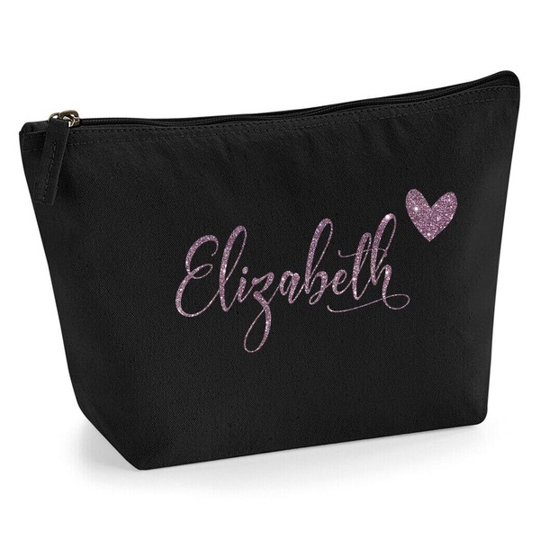 Personalized Name Initials & Heart Make Up Accessory Bag in