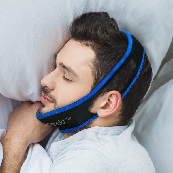 SnoreShield Anti Snore Chin Strap - The #1 Ranked Snoring Sleep Solution - Natural And Comfortable Instant Snore Stopper - Easy To Use And Adjustable