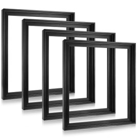 Soaoo 4 Pcs Canvas Floater Frames Floating Canvas Frame 0. 9" Deep Artwork for Paintings with Hardware Kit Included for Wall Prints Painting, Assemble Required(12'' x 16'',Black)