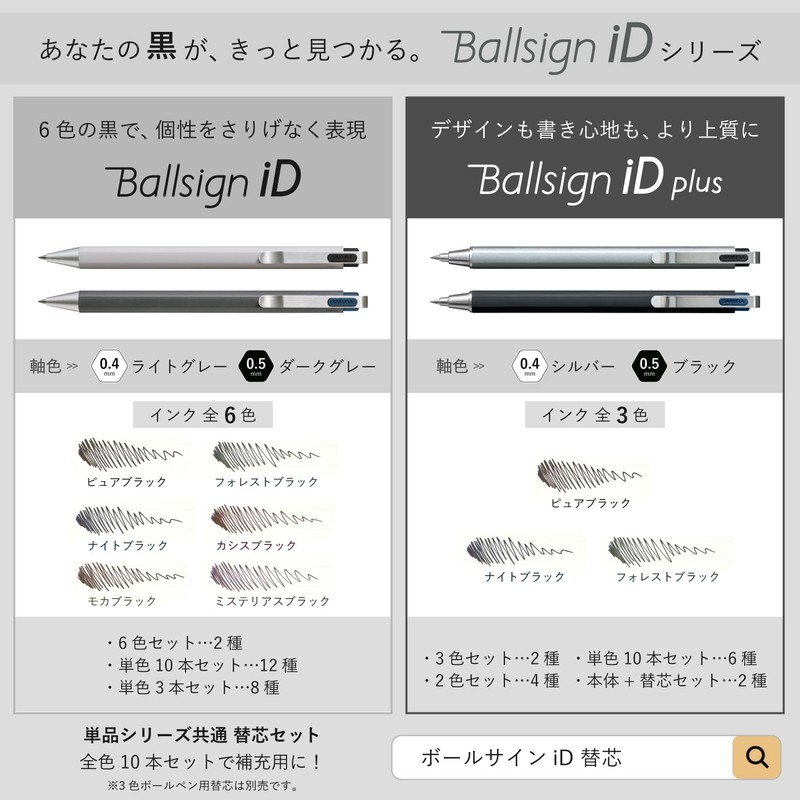 Sakura Crepas GB3D854#49A Ballpoint Sign iD 3C 0.4mm Black A