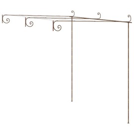 vidaXL Antique Brown Garden Pergola – 9.8' Wrought Iron Outdoor Patio Arbor – Elegant Ornaments – Ideal for Climbing Plants - Lean-to Pergola for Garden, Patio, Terrace